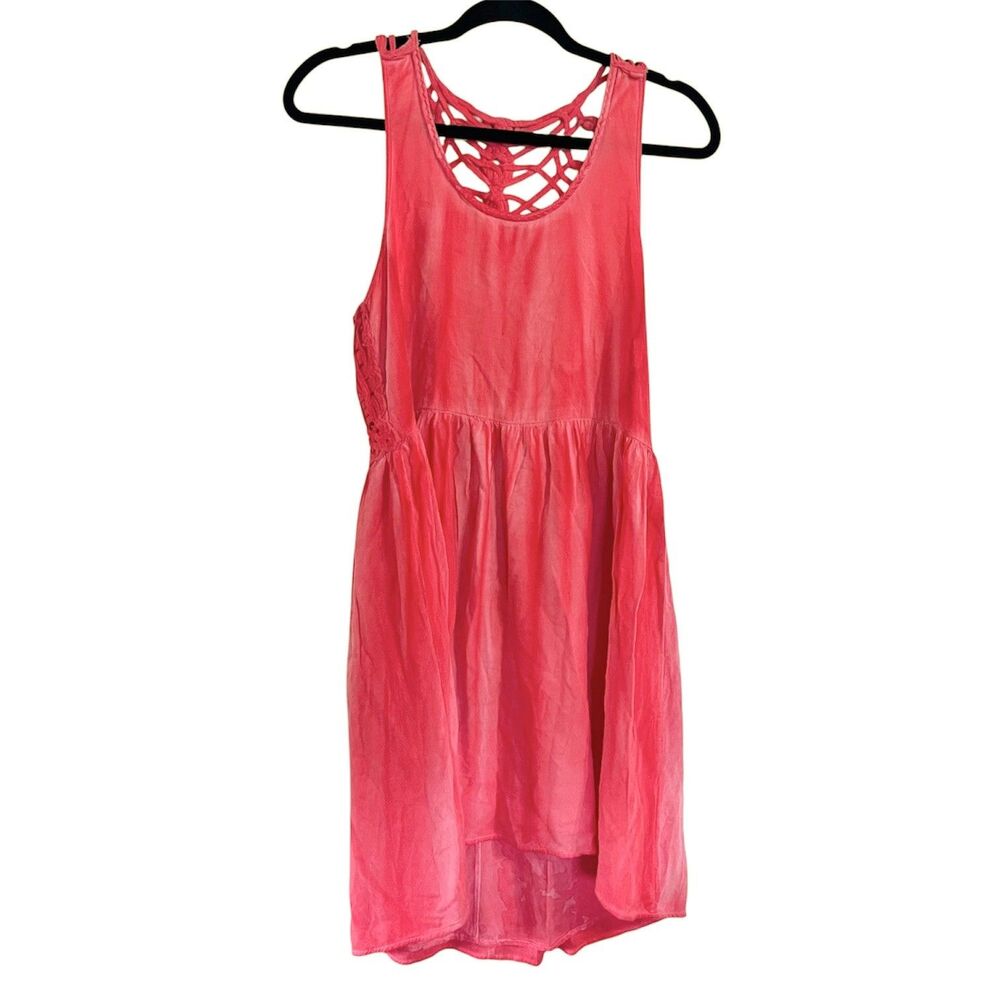 Black Swan Dress Size Small Orange Boho Crochet Back High Low Festival Rayon NWT